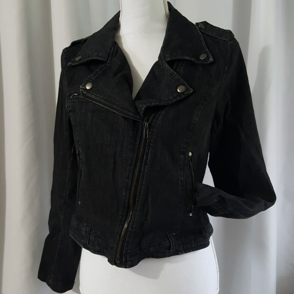 FOREVER 21 Black Denim MOTO JACKET